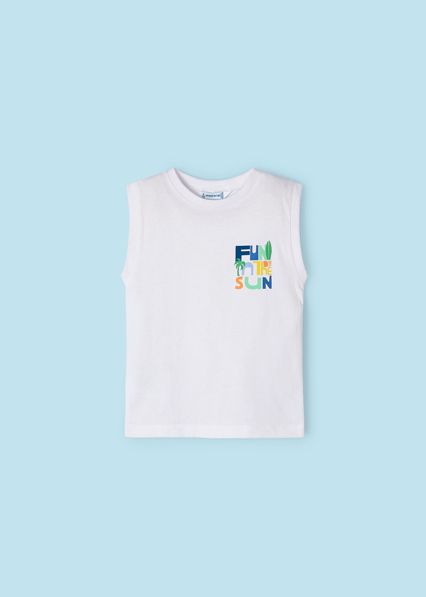 Camiseta sem mangas Better Cotton para meninos, branca