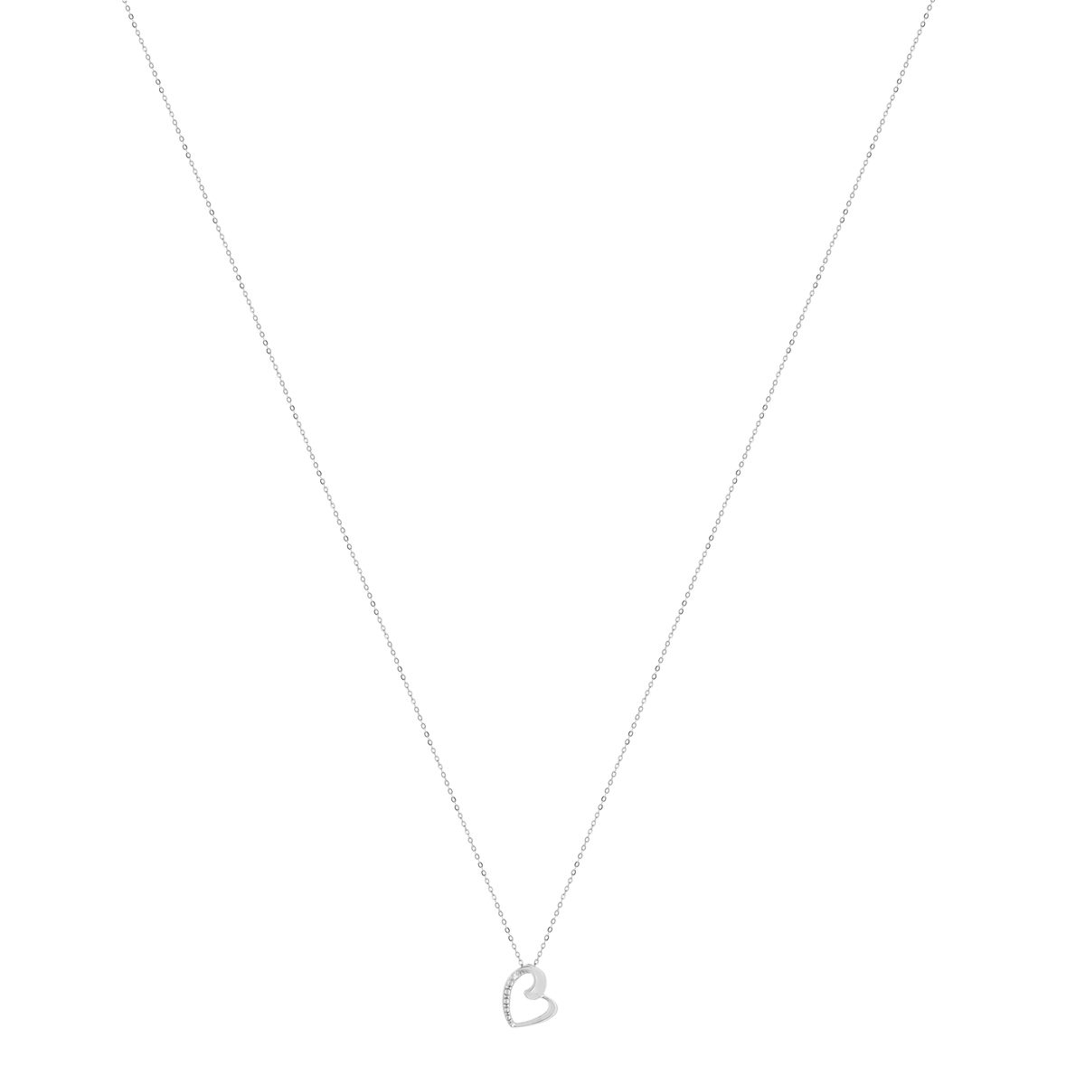 Collier or 375 blanc diamant 45 cm