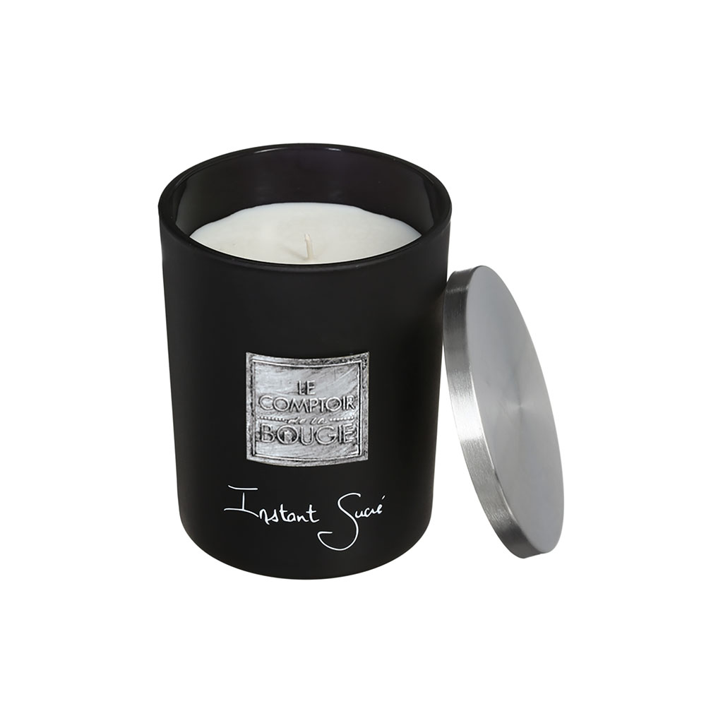 Bougie parfumée et couvercle métal Instant Sucré 490g