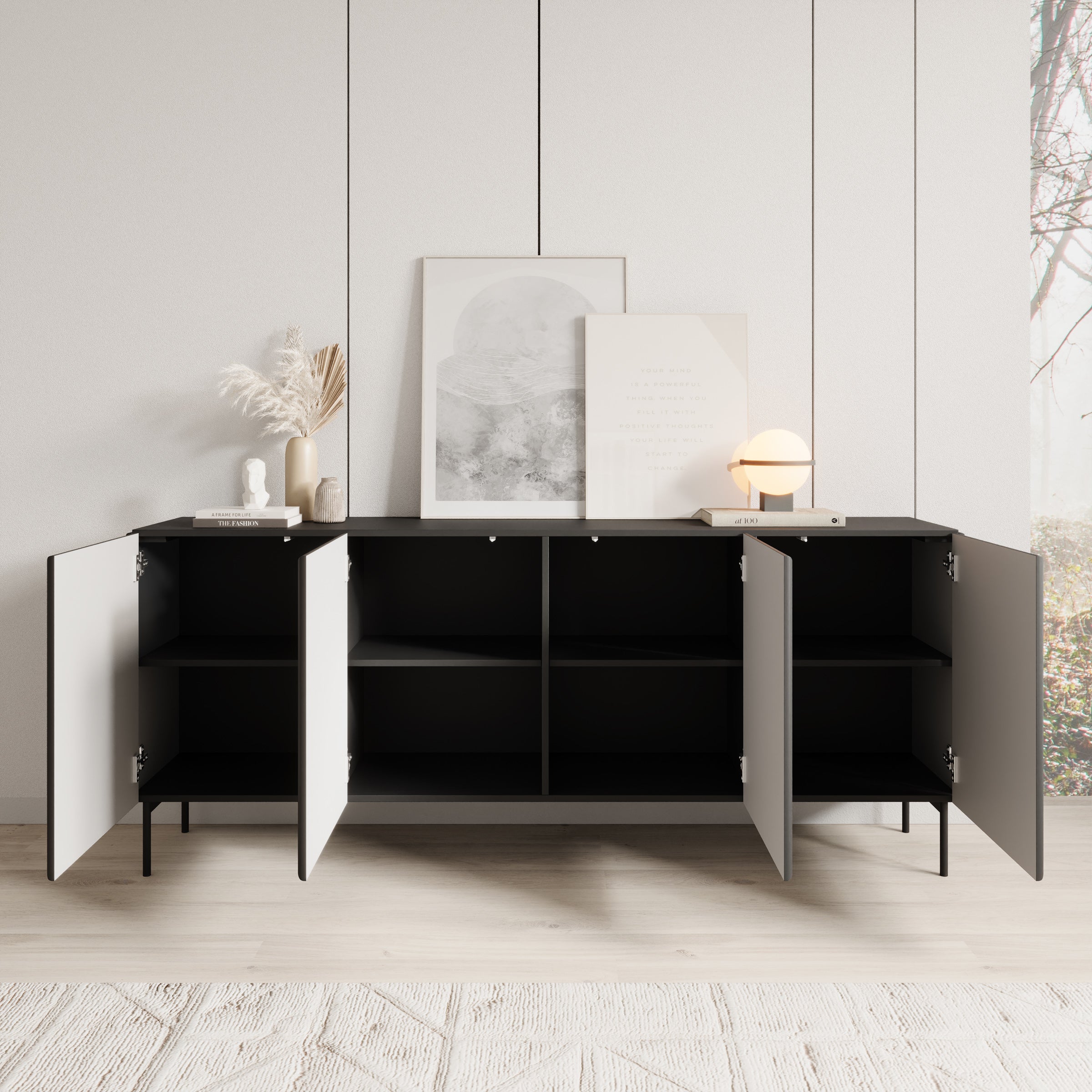 Meubella - Marajo - Dressoir - Zwart - 195 cm