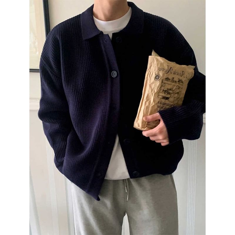 Zentrus - Effen geribbelde cardigan met kraag