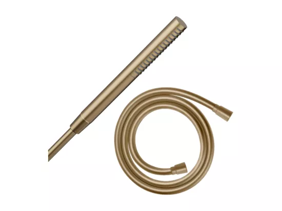 Pommeau de douche HANSGROHE Pulsify S 100 EcoSmart bronze brossé + flexible de douche 1,60 m HANSGROHE Isiflex bronze brossé