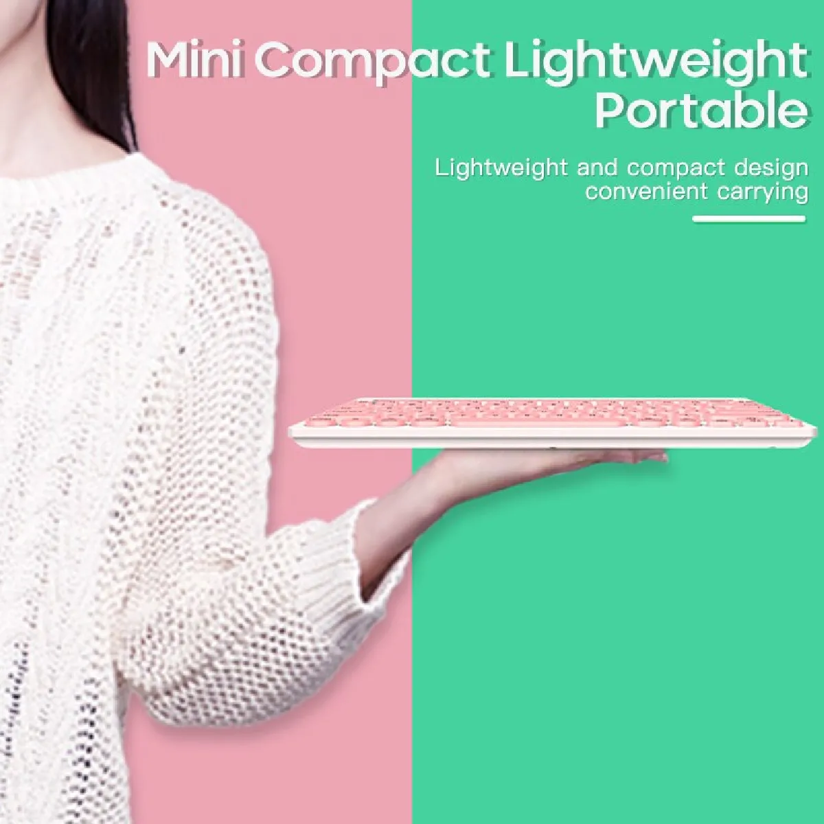 Universal Clavier Bluetooth portable pour iOS/Android - Rose