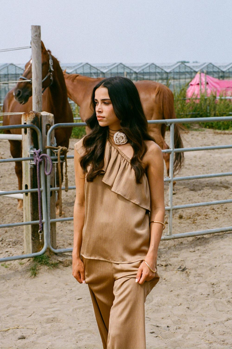Fluresk camel dames top