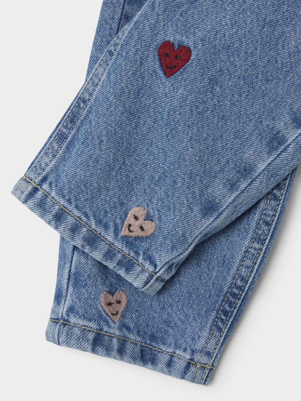NAME IT loose fit jeans NMFBELLA met hartjes Medium blue denim