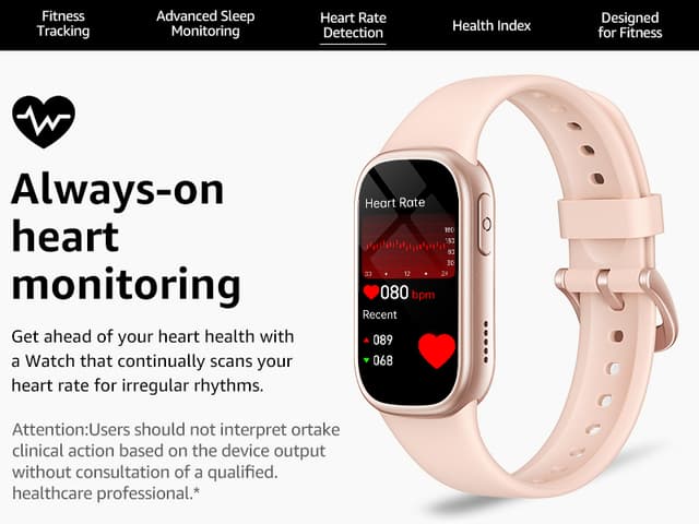 Smartwatch med Bluetooth-opkald og sundhedsovervågning Lyserød