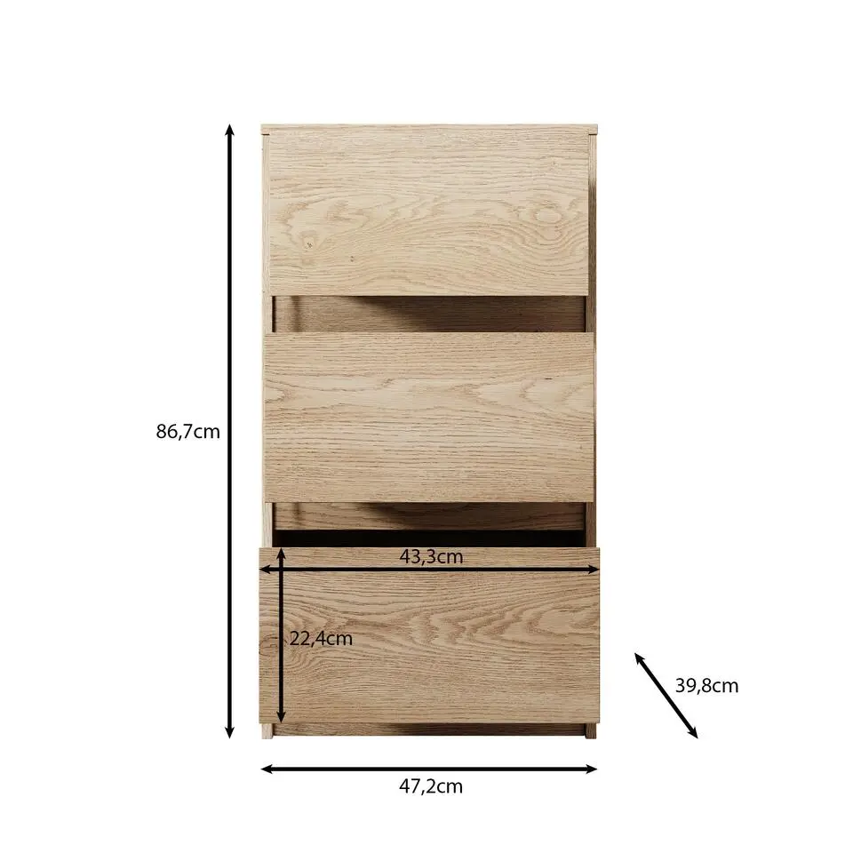 Meubella - Ladekast Cuarto - Eiken - 47 cm