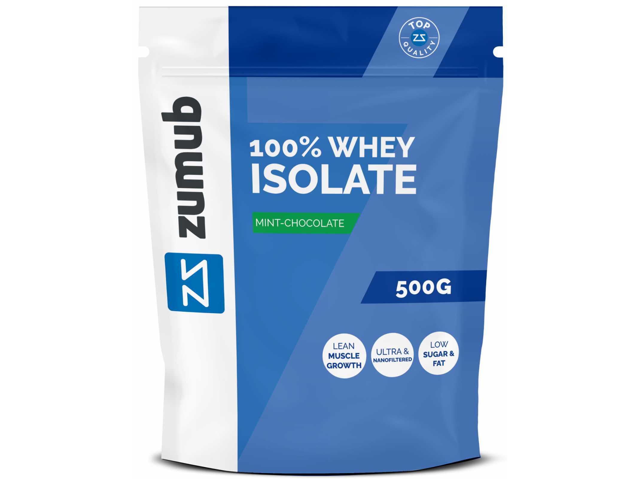 PROTEINA WHEY ZUMUB 100% ISO CHOCO MENTA 500G