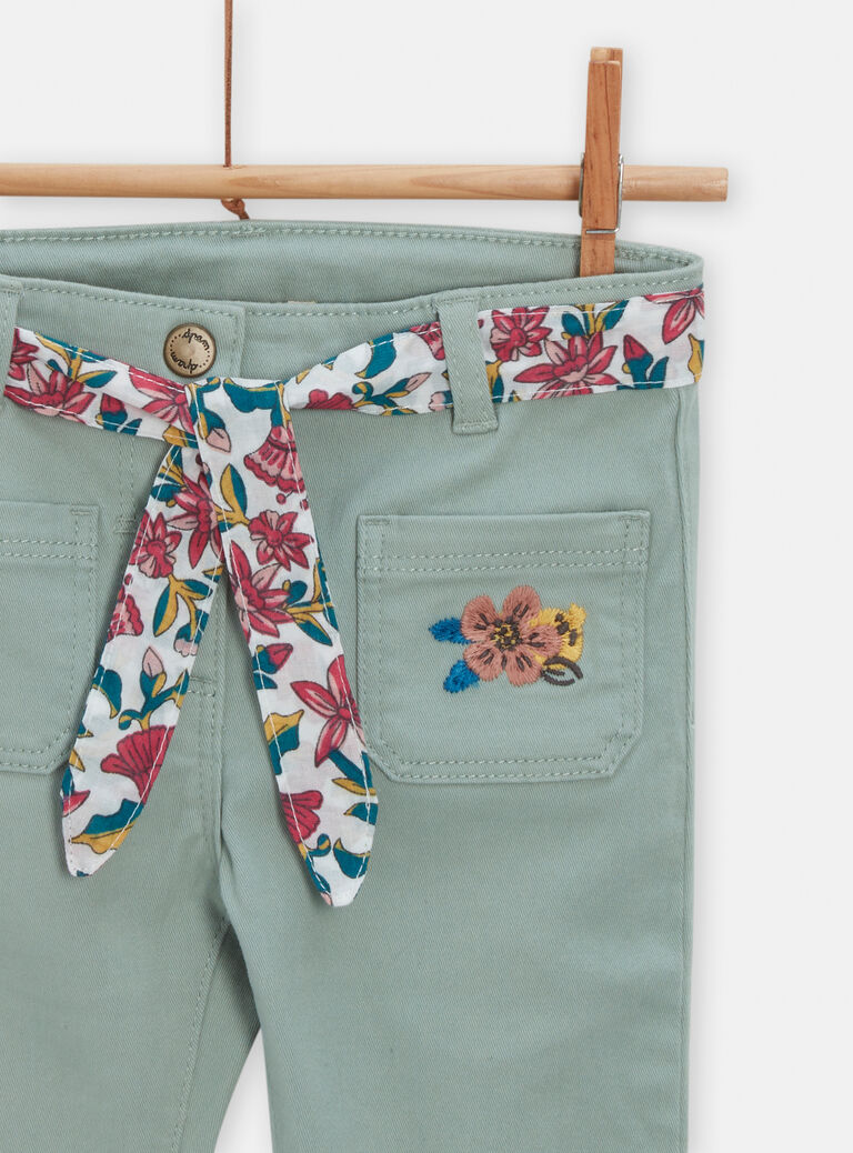 Pantalon en denim vert sauge pour bébé fille