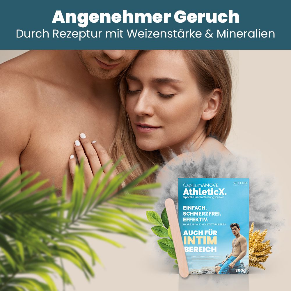 ARTE FIORI - Capillum AMOVE AthleticX 300g Weizen Enthaarungscreme Pulver für Körper & Intimbereich