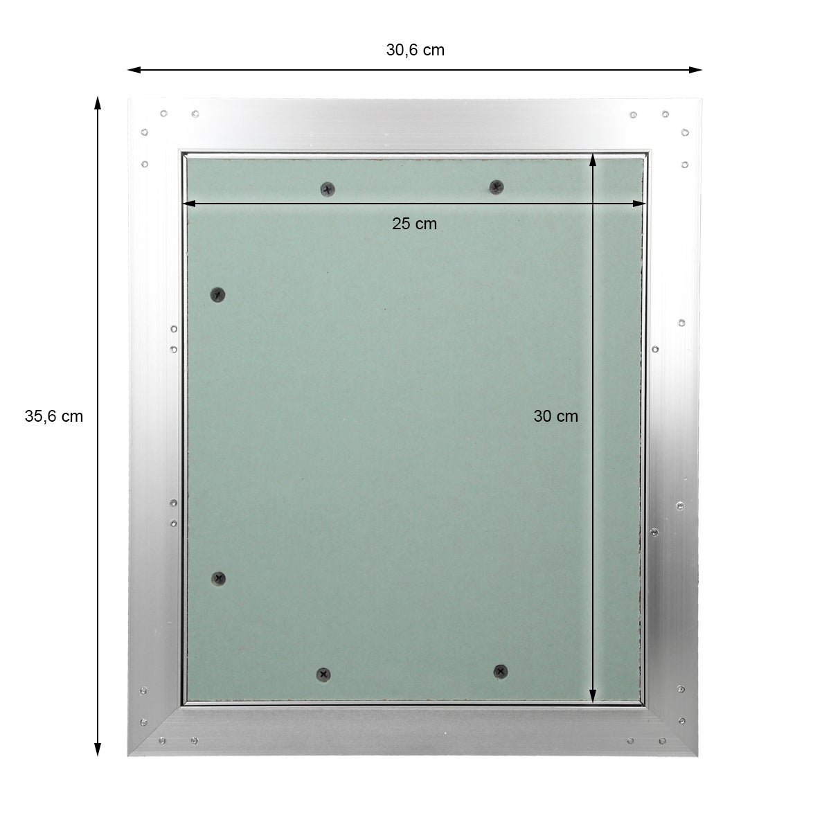 ECD Duitsland Toegangspaneel/Toegangsdeur met gipsplaatinzetstuk 250x300mm, 12,5mm gipsplaat, Aluminium frame, Toegangsdeur/Onderhoudsluik/Reinigingsluik/Onderhoudsopening, Geschikt voor vochtige ruimtes, Gipsplaatconstructie