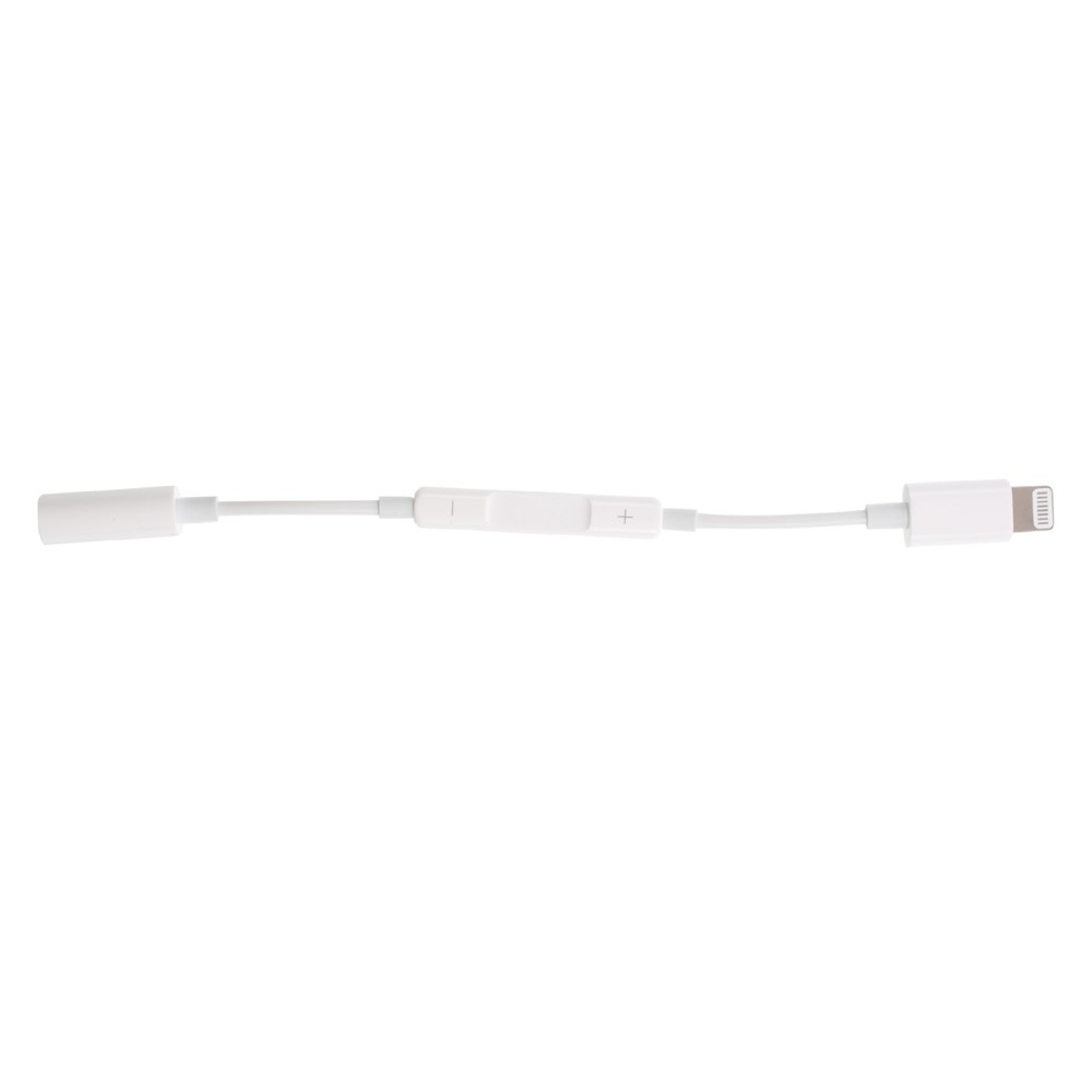 (14cm) Lightning auf 3.5mm AUX Kopfhörer Klinke Adapter mit Fernbedienung  - Weiss
