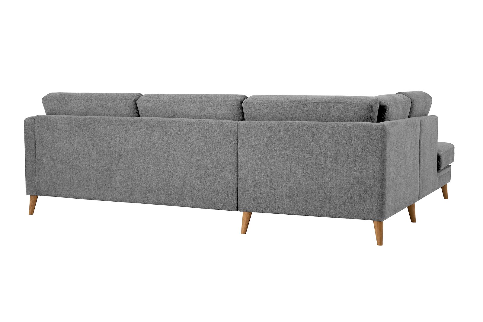 Eden hjørnesofa 2,5-seter med åpen ende venstre. Tekstil Thor 3 Grey med ben i eik natur (15137).