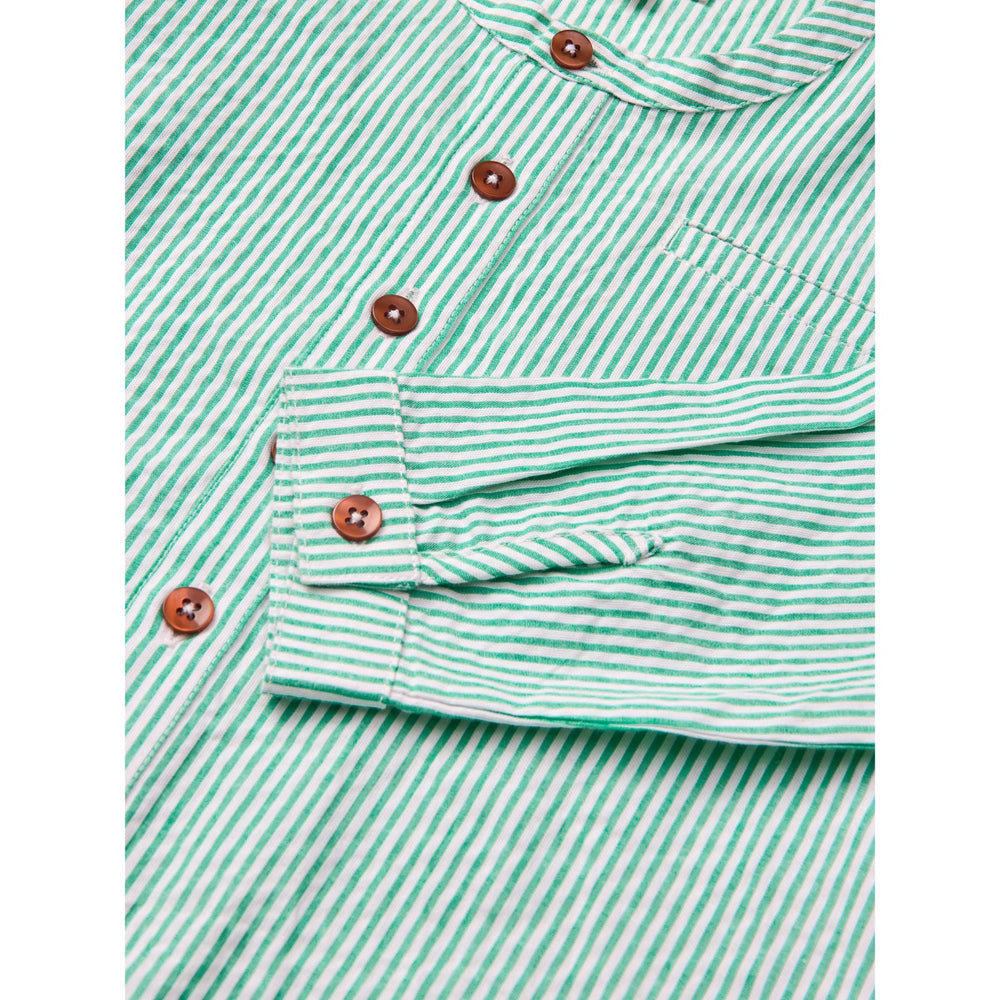 Køb COPENHAGEN COLORS Sharp Green W Cream Stripe Seersucker Skjorte W. Placket