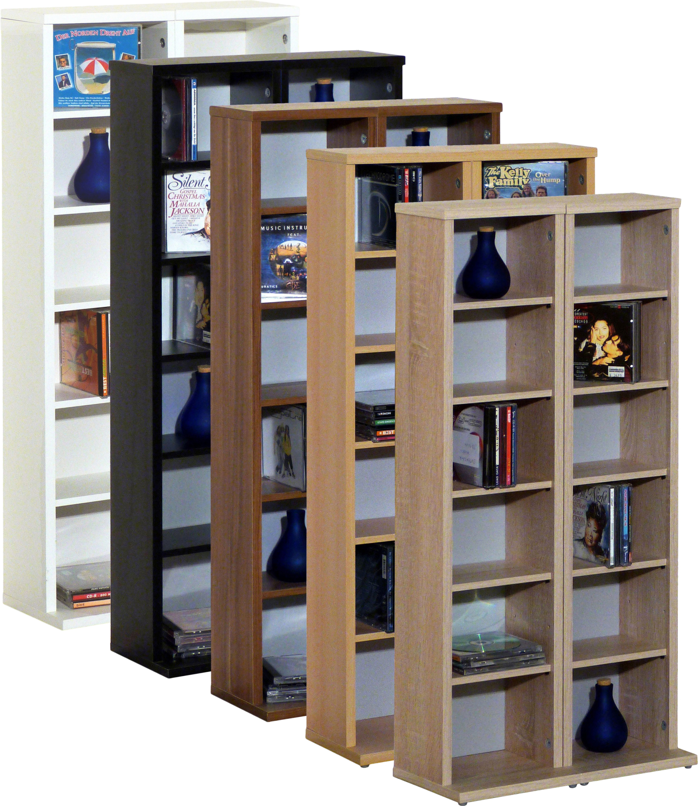 CD-Regal - Kern-Nussbaum - 42 cm breit - für 204 CDs - erweiterbar