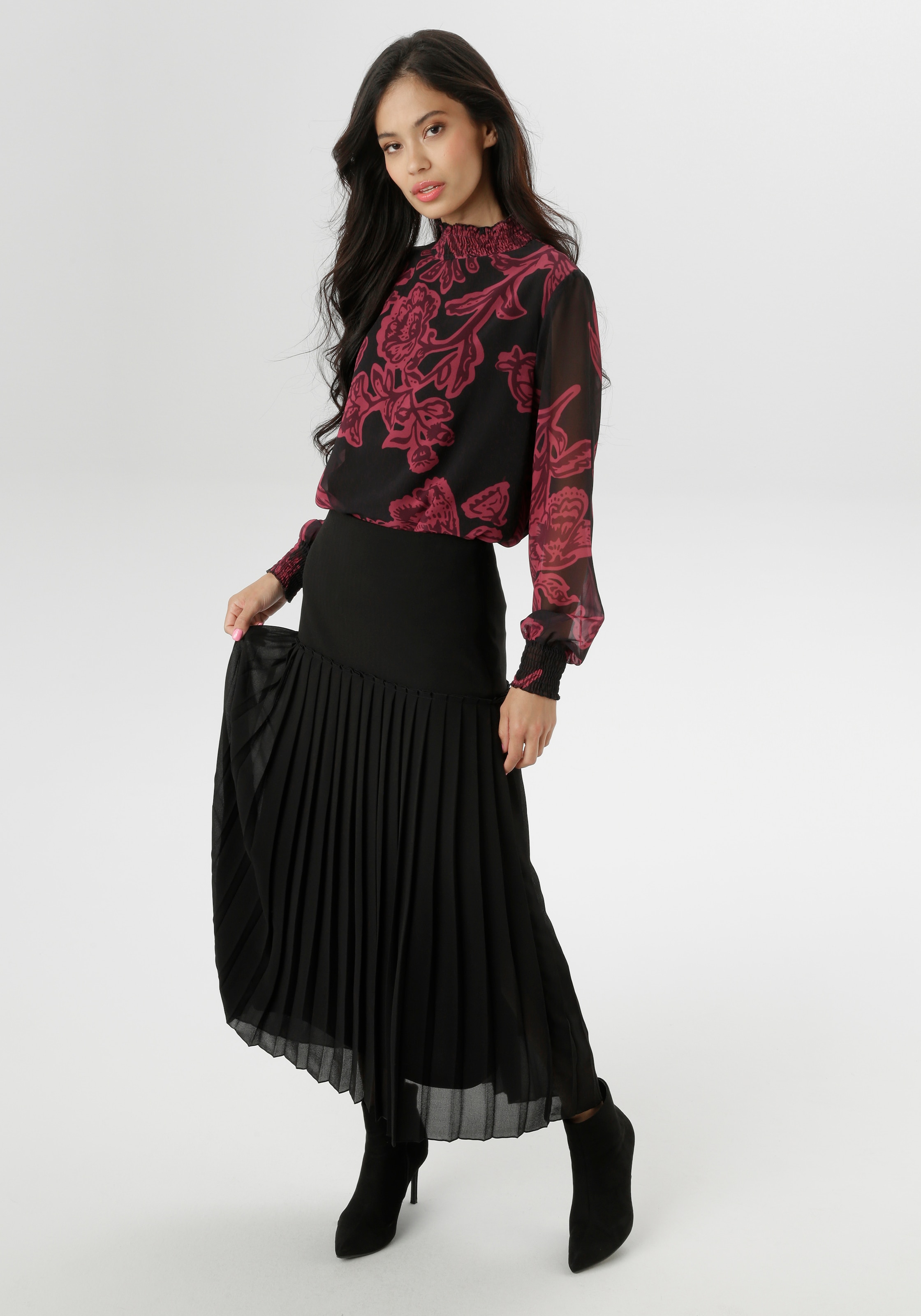 Aniston SELECTED Plisseerock , aus edlem Chiffon - NEUE KOLLEKTION