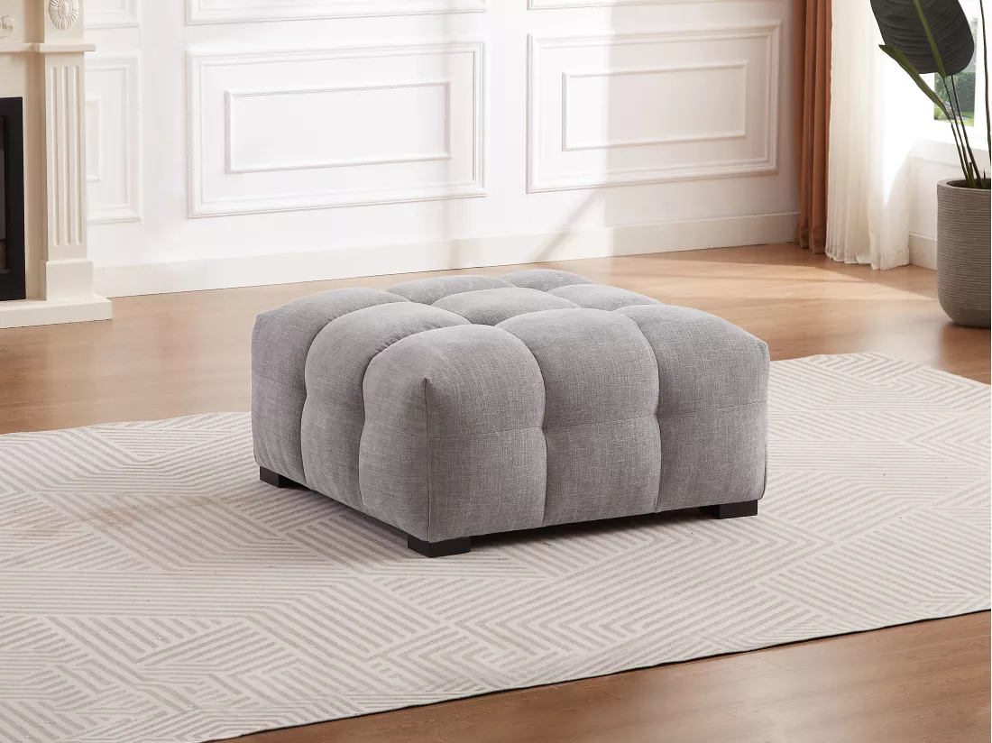 Pouf en tissu chiné gris DILOME de Pascal Morabito