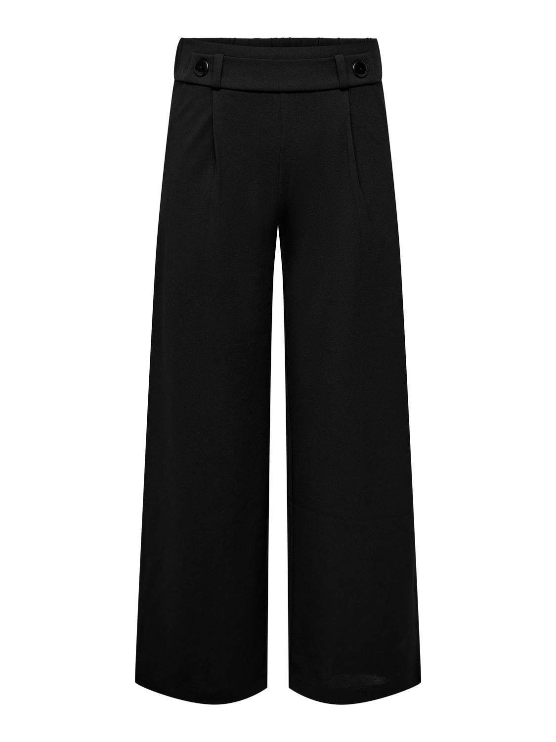 JDYGEGGO Mittlere Taille Weiter Beinschnitt Hose mit weitem Beinschnitt Black