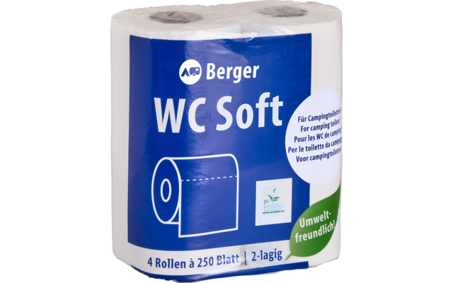 Berger Sanitär Set 3-teilig inkl. Fresh Blue 2,5 l + Fresh Rinse 2,5 l + WC Soft Toilettenpapier