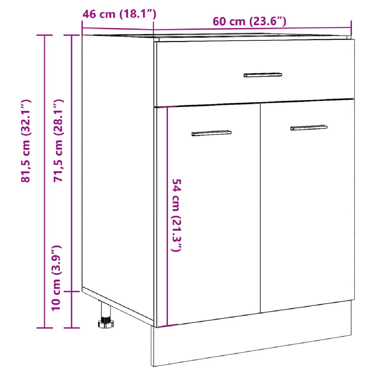 vidaXL Armoire de plancher à tiroir - Gris béton