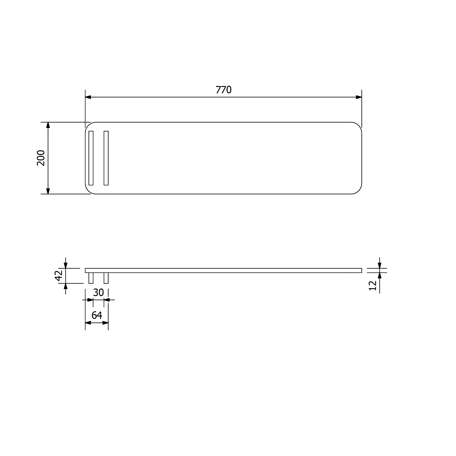 Sapho Reduta badplank 77x20cm zwart