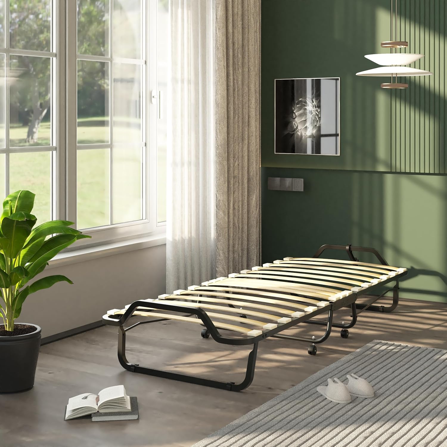 Soluko - | Klappbett mit Matratze und Staubkissen INKLUSIVE + kostenloses Kopfkissen, Stabiler Rahmen und 4 schwenkbare Rollen, 100% Made IN Italy