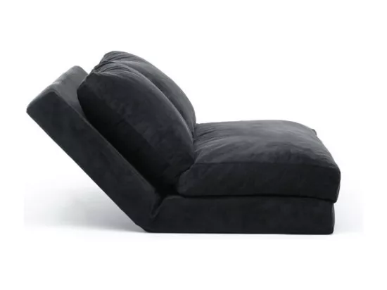 Fauteuil convertible multipositions velours Talya-Couleur Noir-2 places
