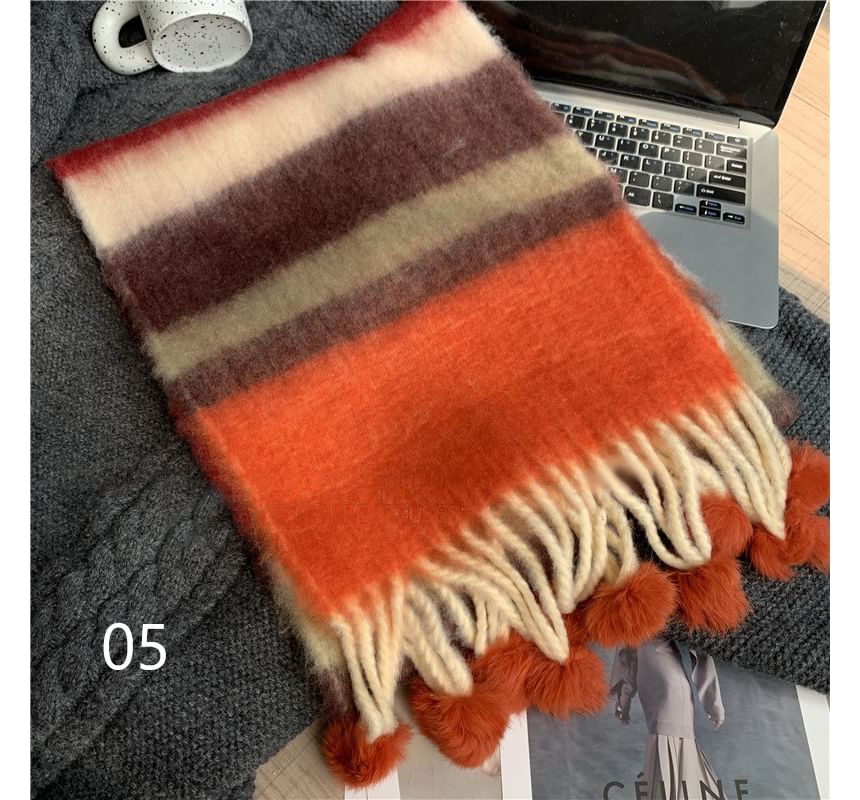 HATHOT - Color Block Chenille Ball Sjaal (Diverse ontwerpen)