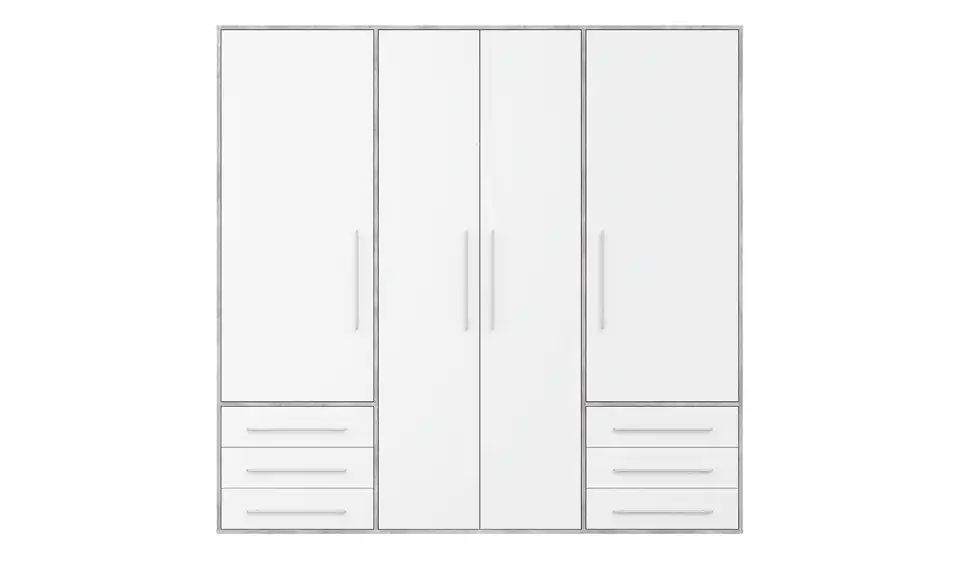 Kleiderschrank Mokkaro Betonoptik, Weiß 206 cm