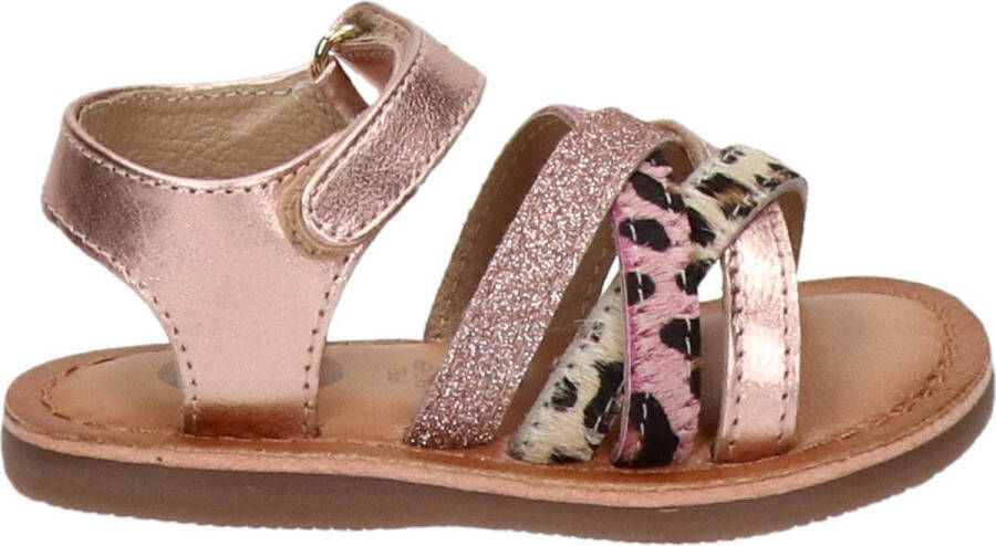 Gioseppo leren sandalen met glitters roségoud