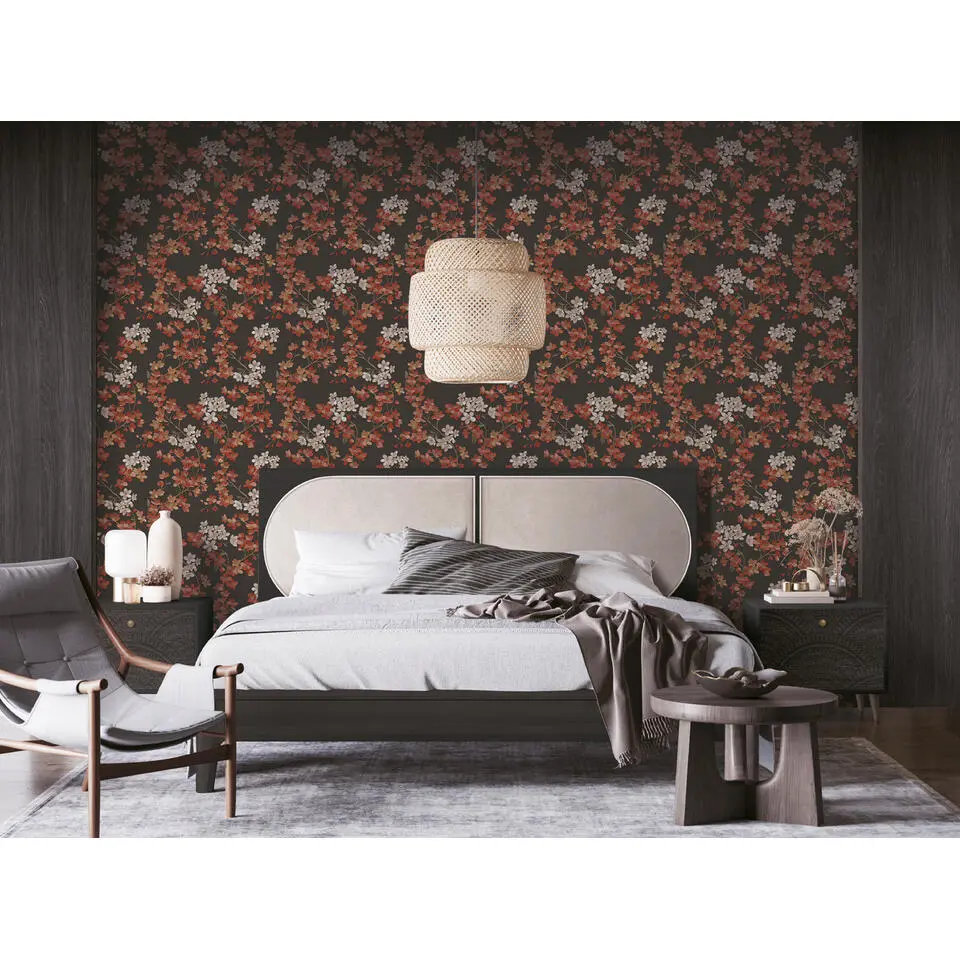 Dutch Wallcoverings - Grace Cherry blossom black/red - GR322207