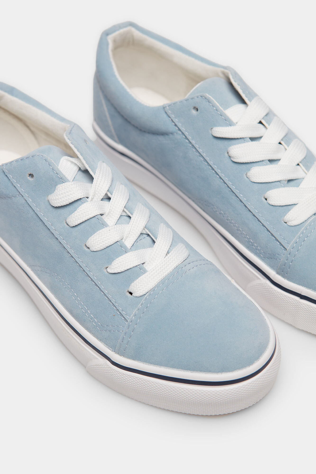 Sapato plataforma de lona - azul médio