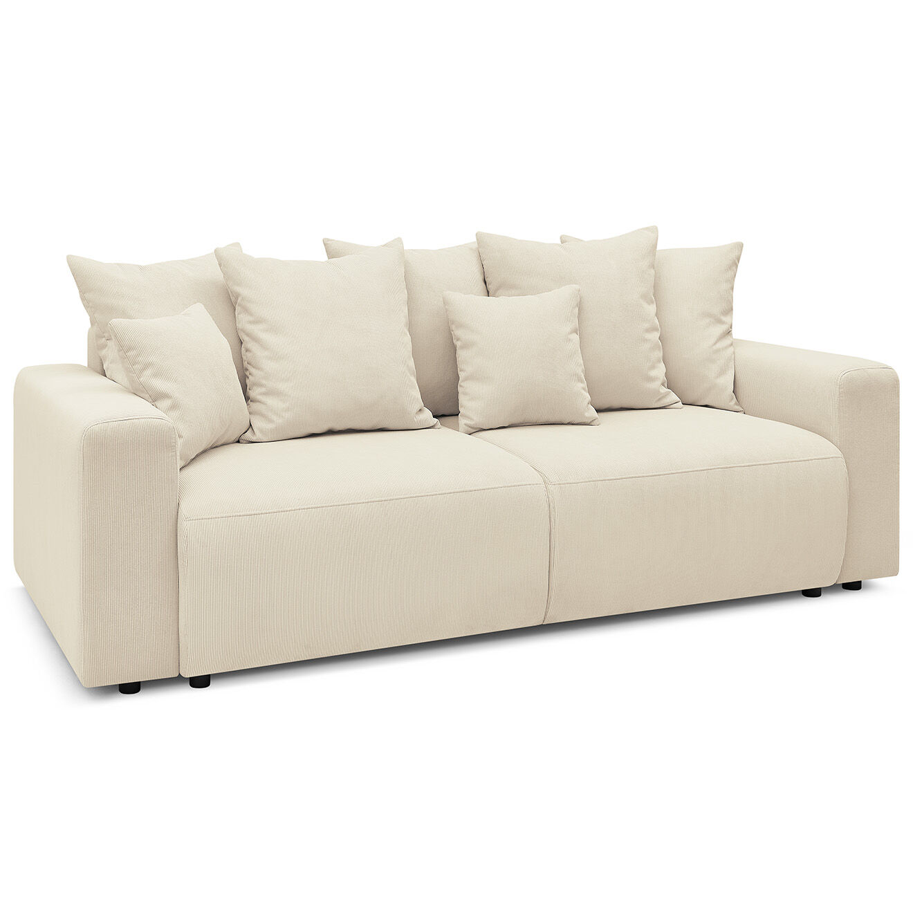 Bobochic Canapé 3 places convertible velours côtelé Envy beige - 245x102x88 cm
