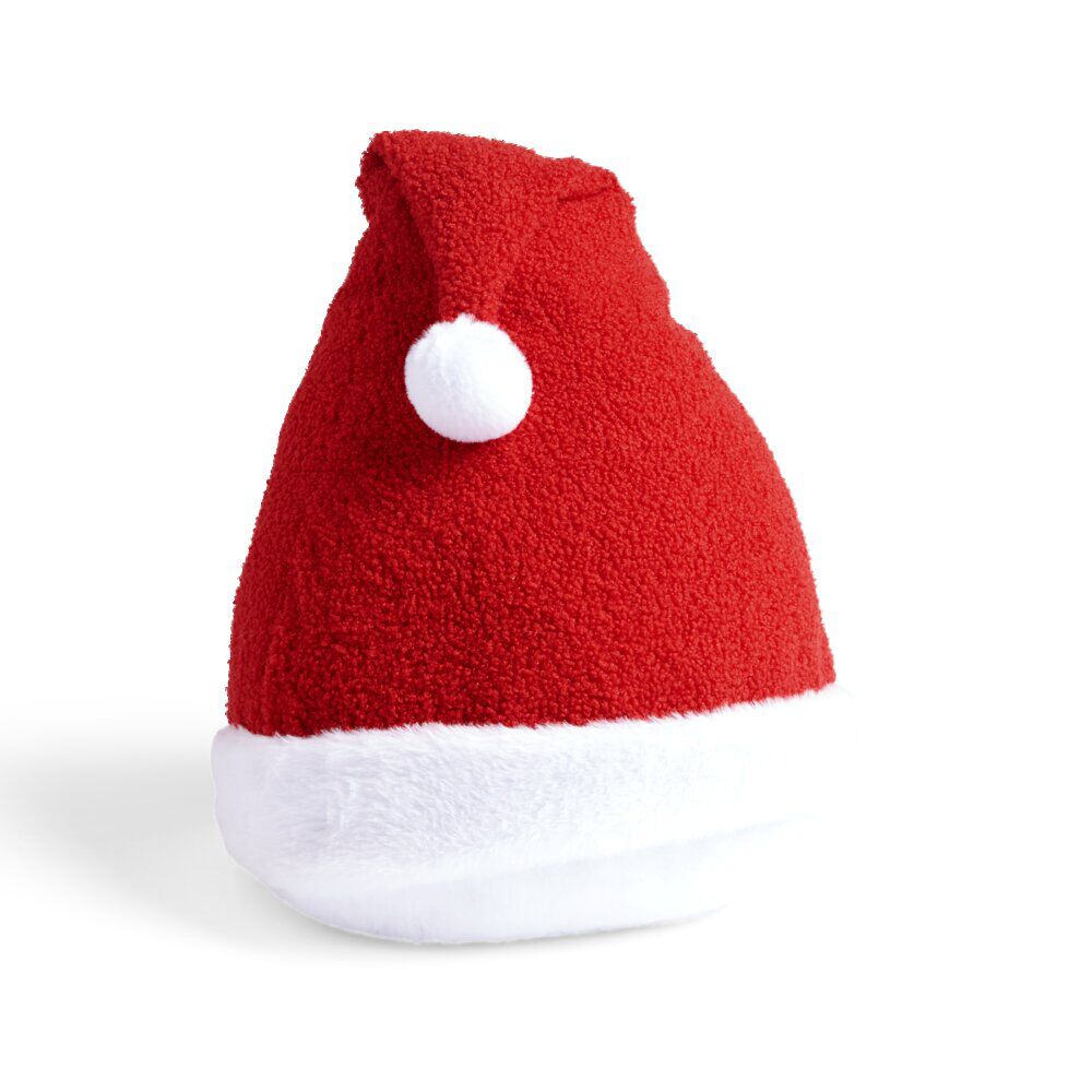 Coussin forme bonnet de Noël rouge et blanc Ø30cm