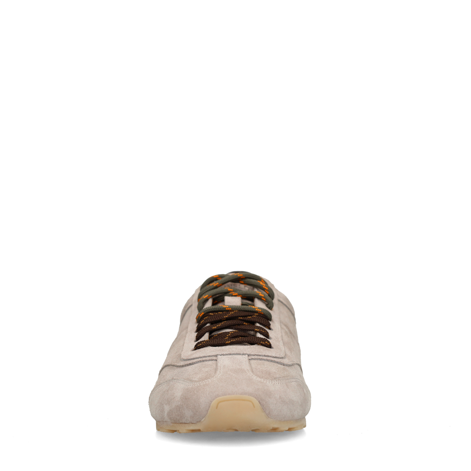 Grijze suède sneakers met dubbele veters