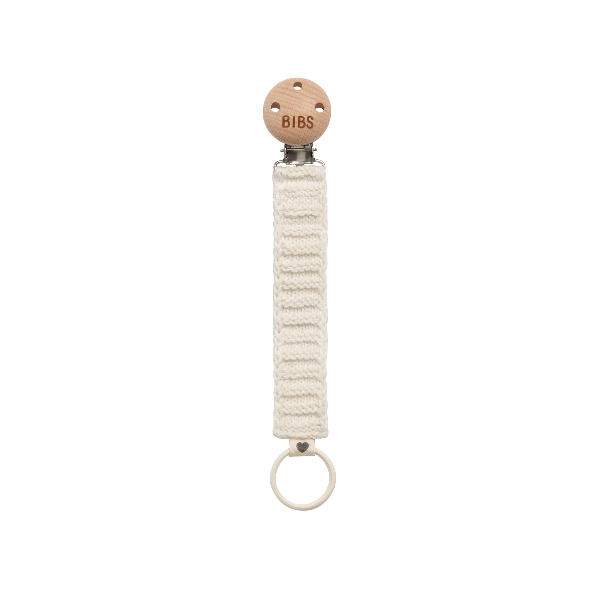 Bibs Pacifier Clip Knitted Ivory - Rumpetroll