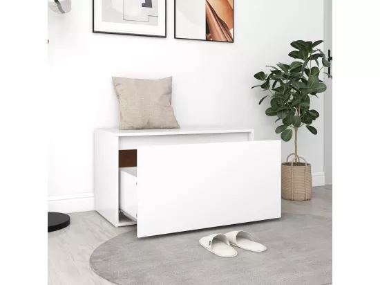 Banc d'entrée 80x40x45 cm Blanc Bois d’ingénierie