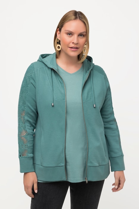 Hoodiejacke, Spitze, Kapuze, Biobaumwolle