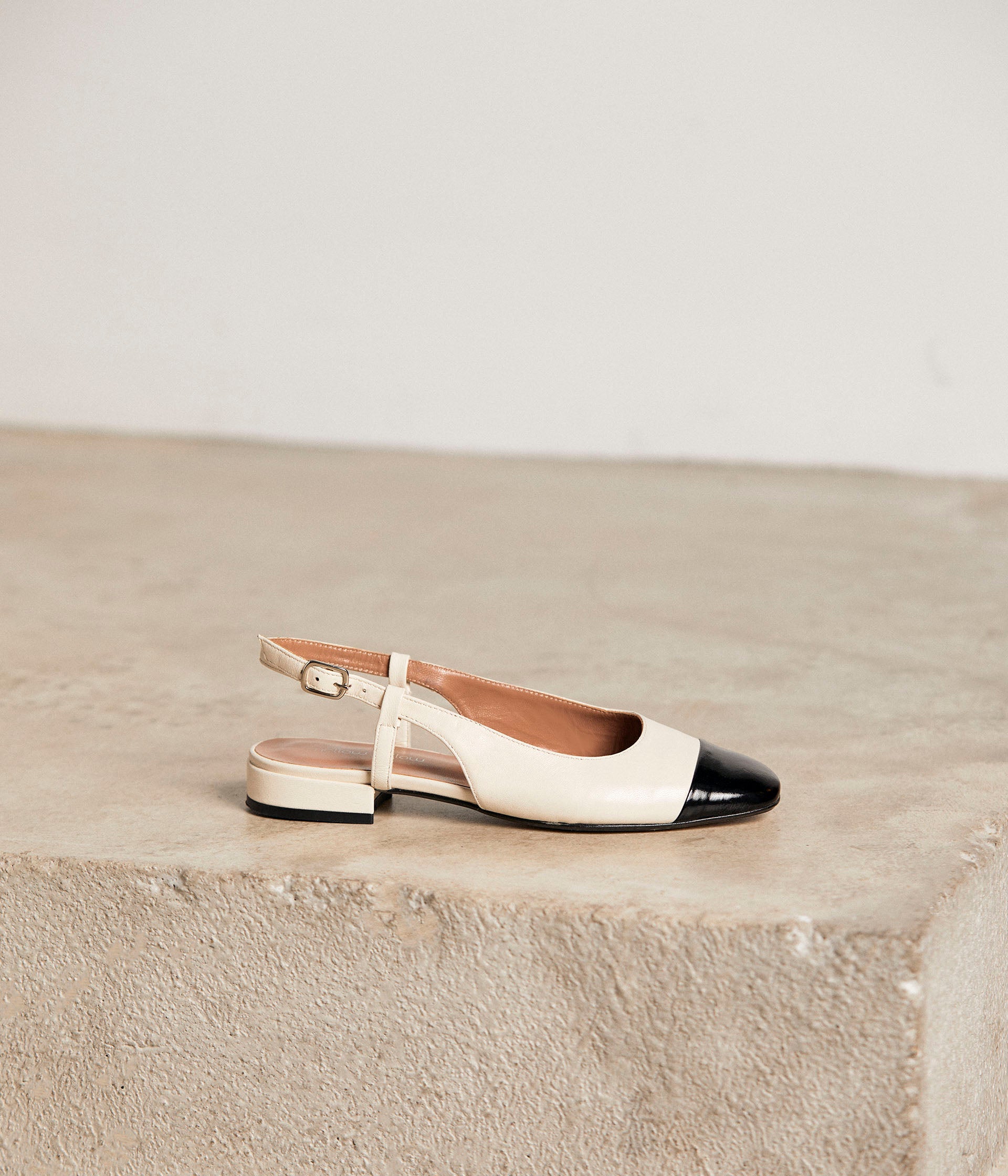 Slingbacks écru noir Georgia