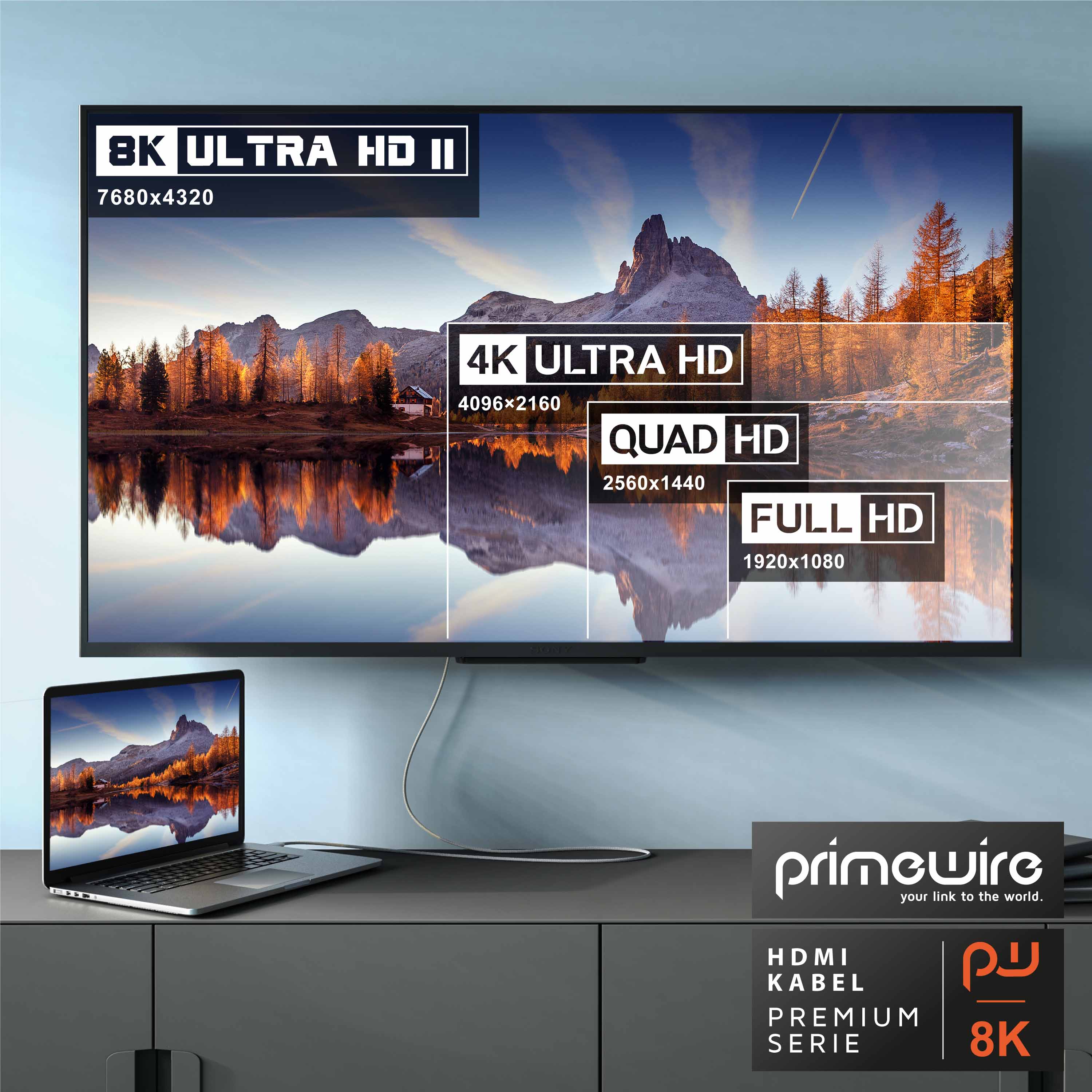 Primewire - 3m High Speed 8K HDMI Kabel 2.1 mit Ethernet ARC 3D 4K Ultra HD 7680x4320 @ 120 Hz PS4 360 TV OLED PC Laptop Beamer Monitor - Weiß/Silber