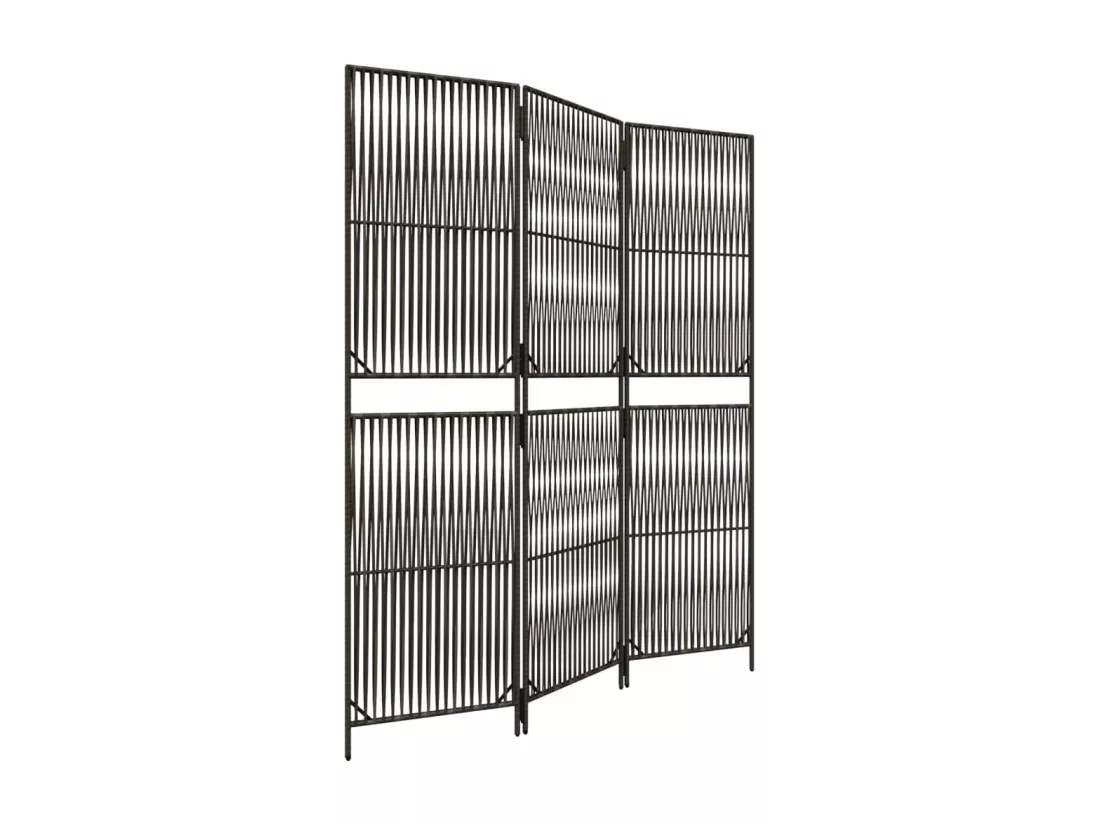 Cloison de séparation 3 panneaux gris résine tressée
