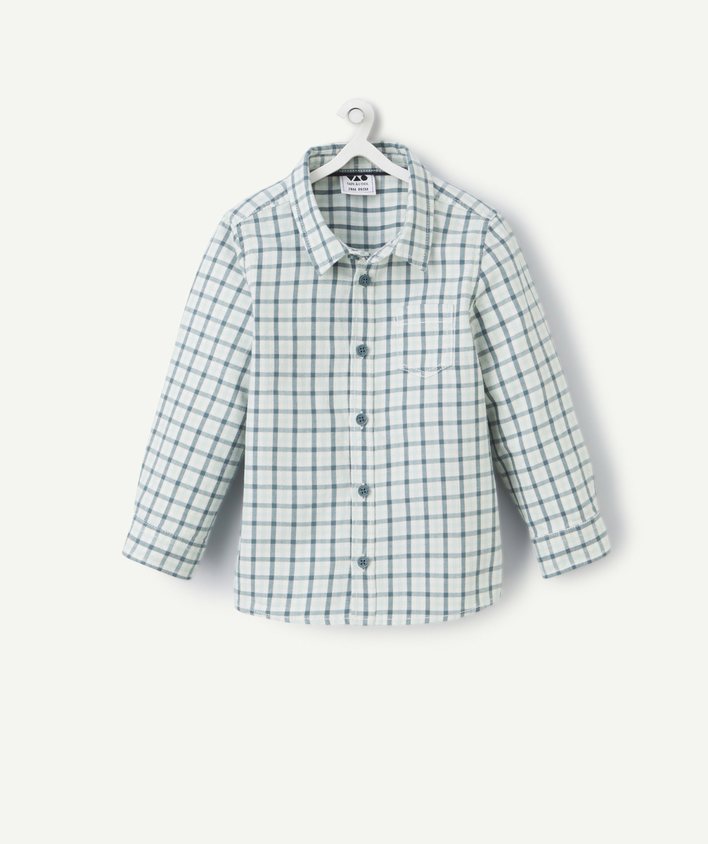 CHEMISE À CARREAUX BÉBÉ GARÇON EN COTON VERT AVEC POCHE