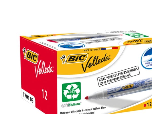BIC Velleda ecolutions 1701 - Markør - ikke-permanent - for whiteboard - rød - alkoholbasert blekk - 1.5 mm (en pakke 12)