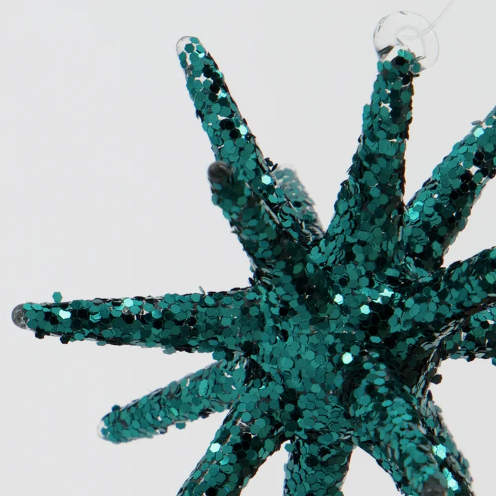 House Doctor - Spike Ornamente, Ø 7,5 cm, grün mit Glitzer