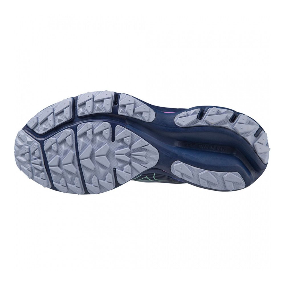 Mizuno WAVE RIDER TT - Chaussures trail Femme bluedepths/beveledglass/v.orchid
