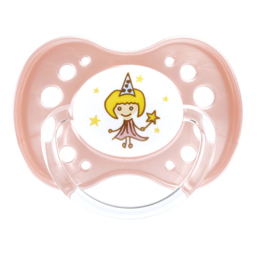 Sucette silicone +18 mois avec anneau - Rose