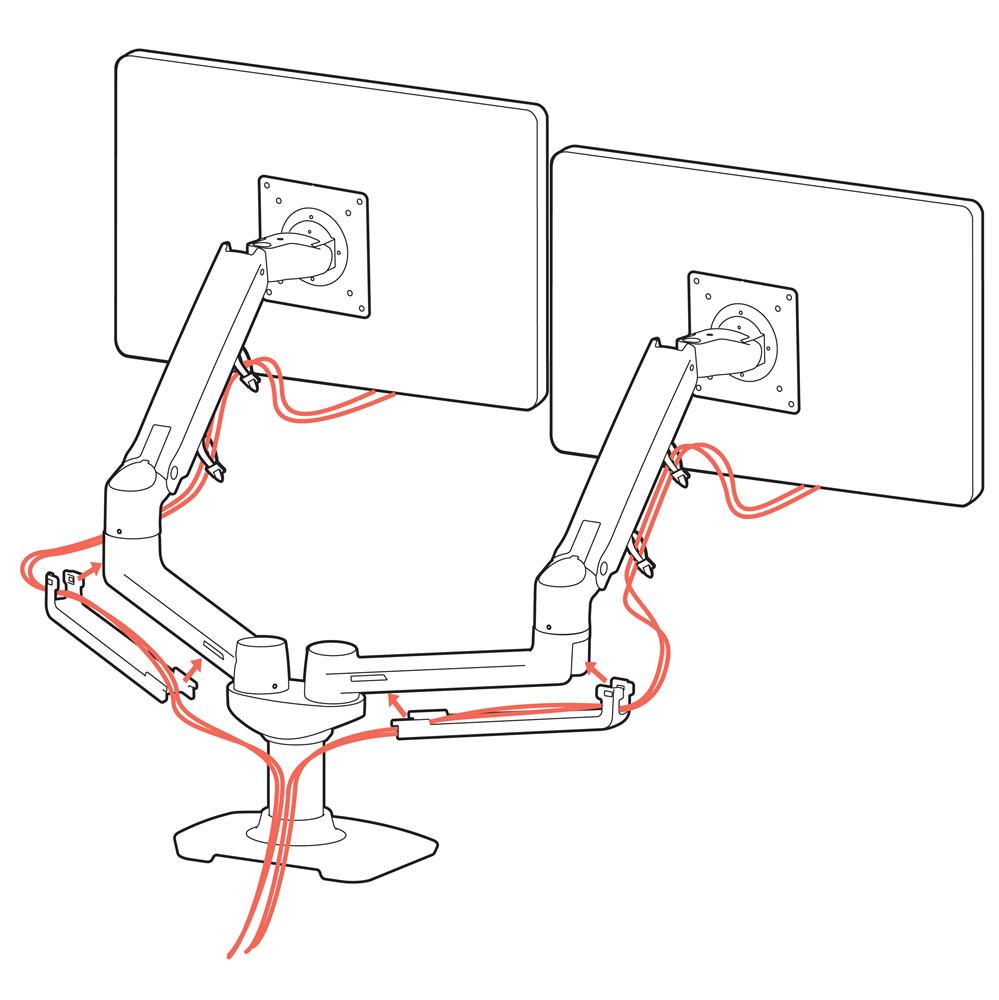 Ergotron Bras LX bi-écran juxtaposés - Blanc