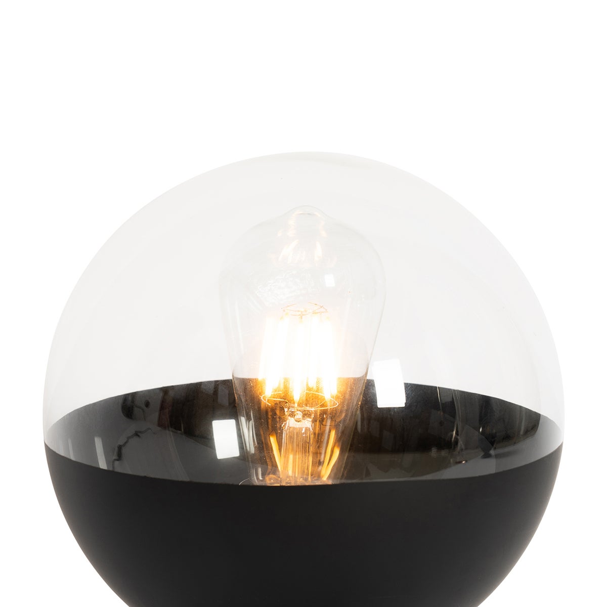 Retro tafellamp, zwart met helder glas - Eclipse