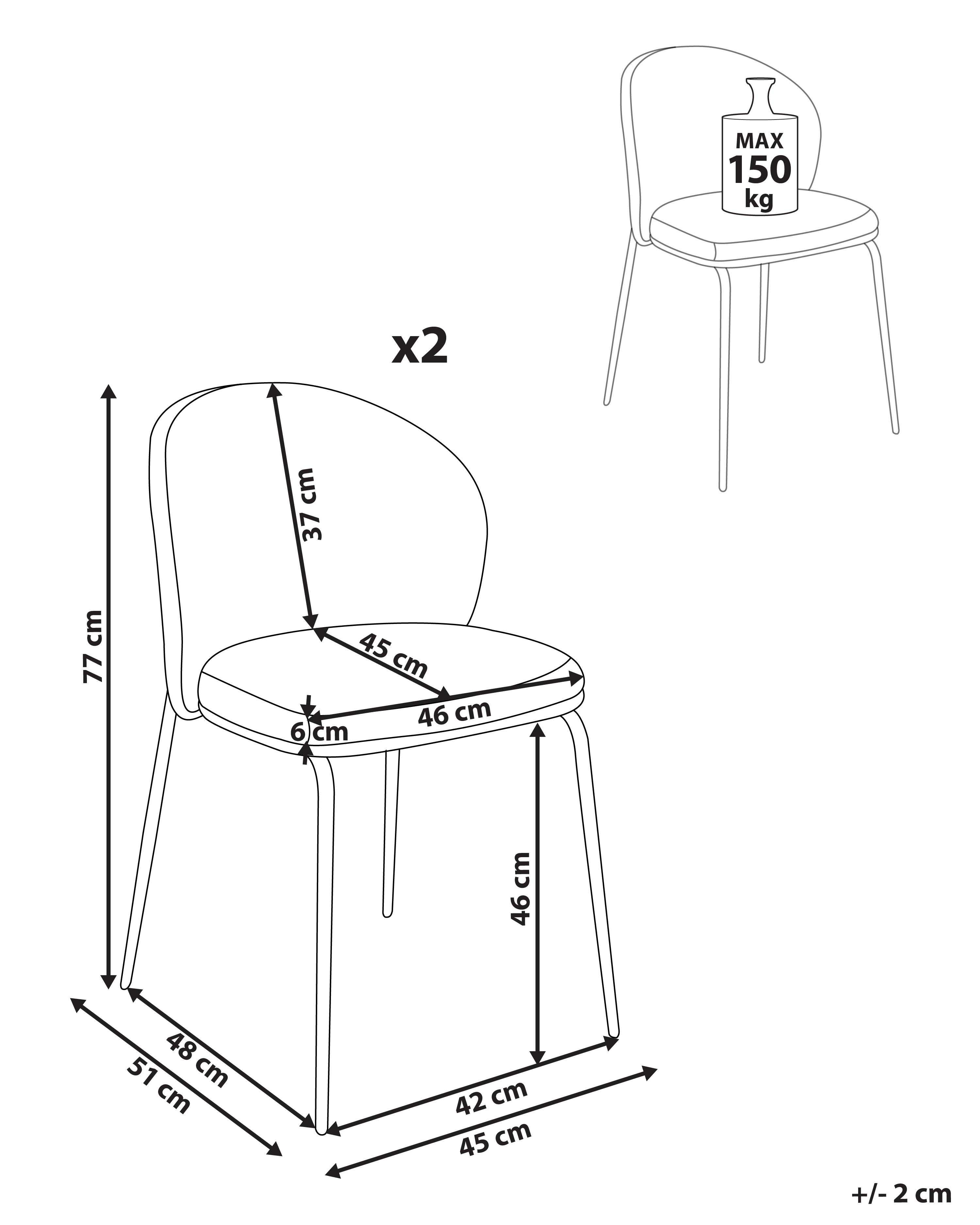Set van 2 eetkamerstoelen VIDETTE Beige