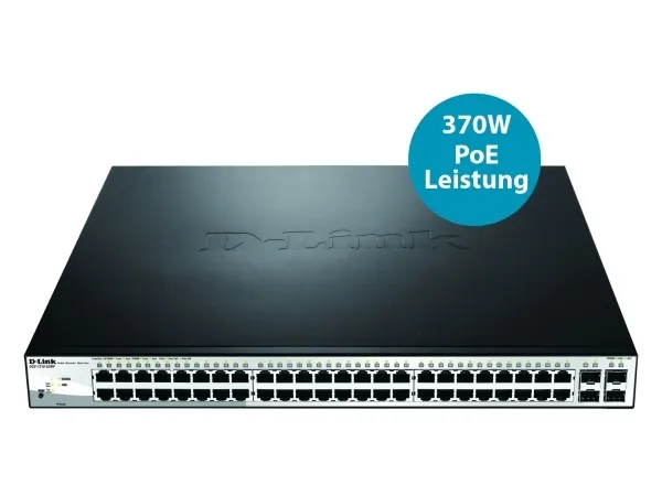 D-Link Web Smart DGS-1210-52MP - Switch - Administreret - 8 x 10/100/1000 (PoE )   40 x 10/100/1000 (PoE)   4 x SFP - desktop, monterbar på stativ - PoE  (370 W)